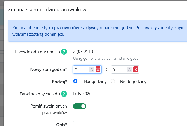 Grupowa zmiana w banku godzin