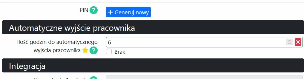 Automatyczne wyjście pracownika