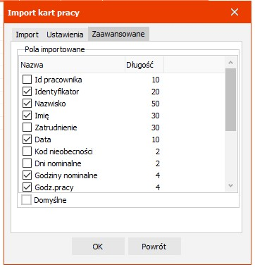 Wybór pól importowanych cz. 1