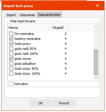 Wybór pól importowanych cz. 2