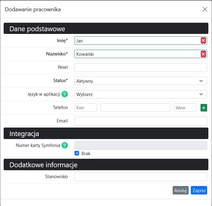 Jak wygenerować kod QR pracownikowi?