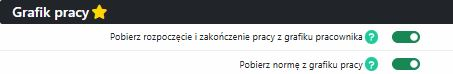 Opcja pobierania normy z grafiku pracy