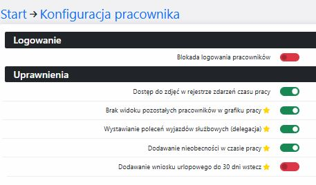 Konfiguracja uprawnień pracownika