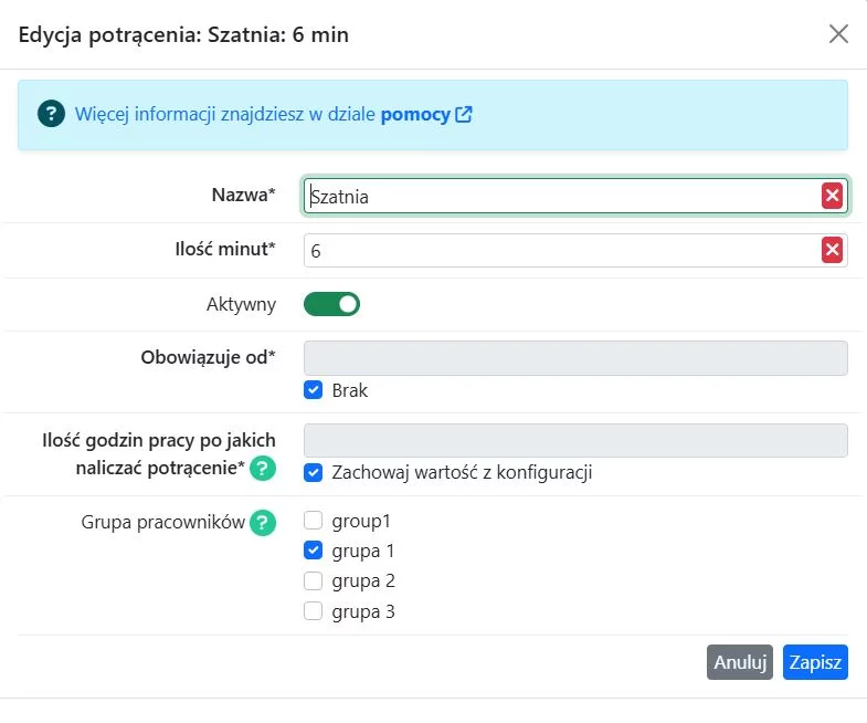 Potrącenie czasu pracy