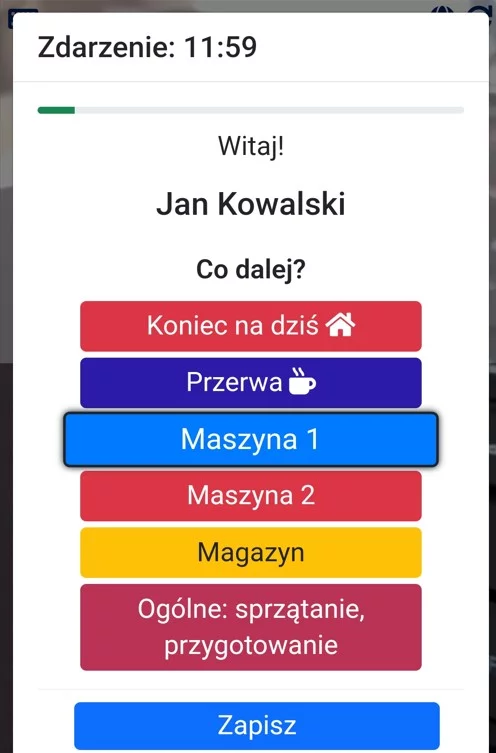 Rodzaj czynności/pracy pracownika