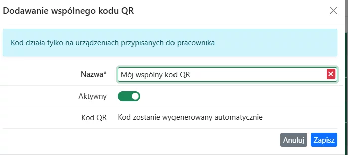 Wspólny kod QR - Inny sposób działania