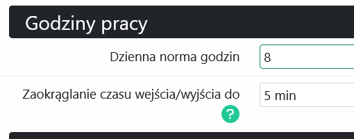 Konfiguracja zaokrąglanie czasu zdarzeń