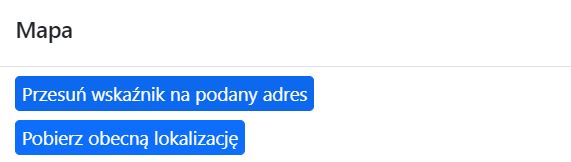 Przyciski automatycznego ustalania adresu w oknie z mapą